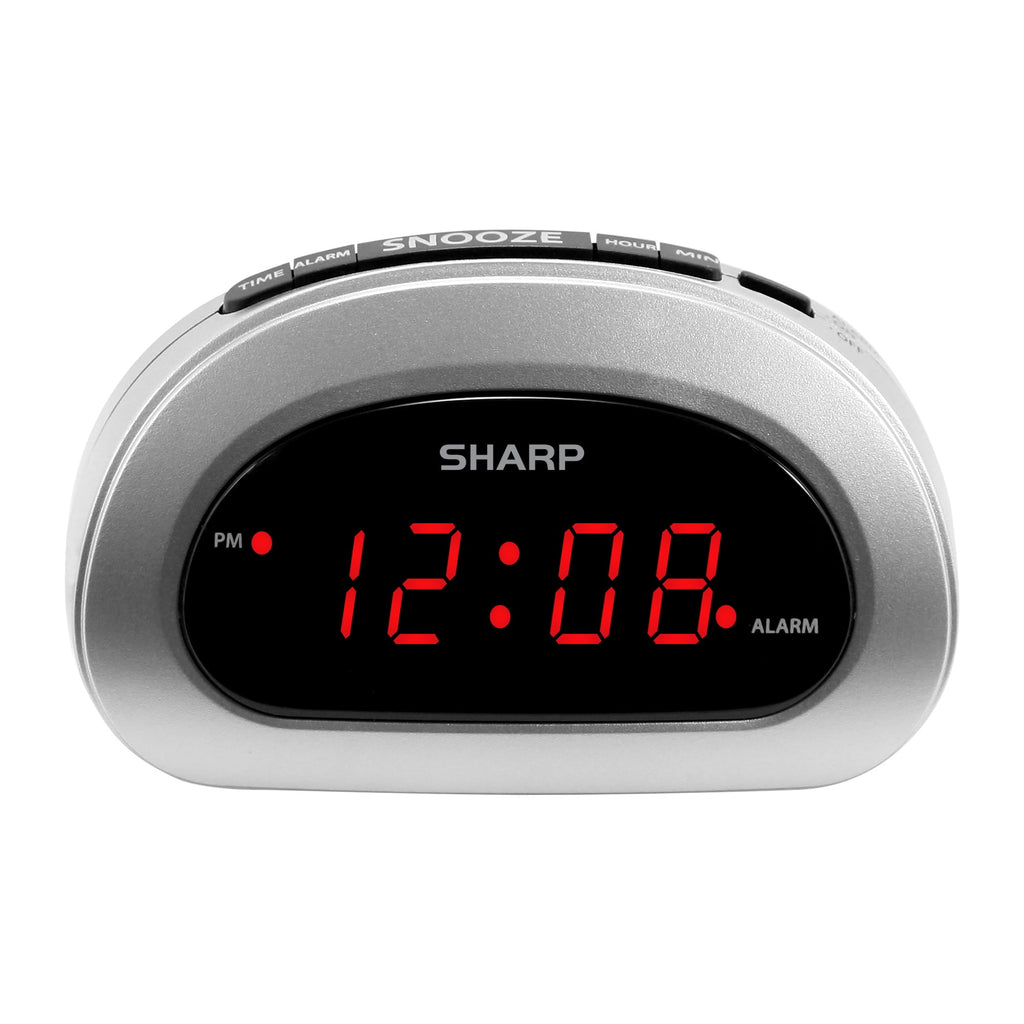 SHARP Digital Alarm Clock, Cosmic Silver, Easy to Set Controls, Red LED Display