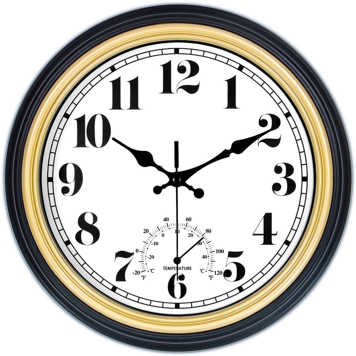 20 Inch Retro Wall Clock Silent,Accurate Time,Big Numbers,Quartz,Analog,Black