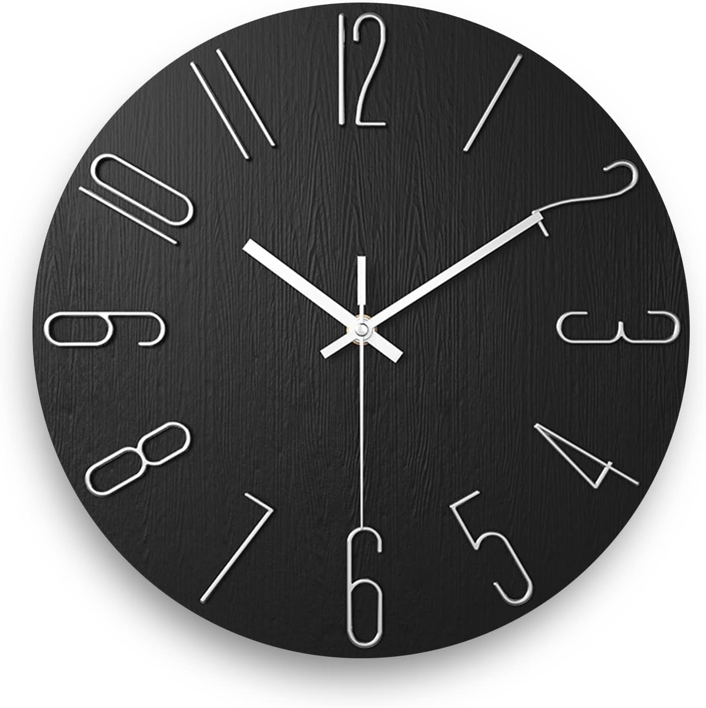 12 Inch Wall Clock Silent Non Ticking, Preciser Modern Style Decor Clock for Home, Office, School, Kitchen, Bedroom, Living Room(White)