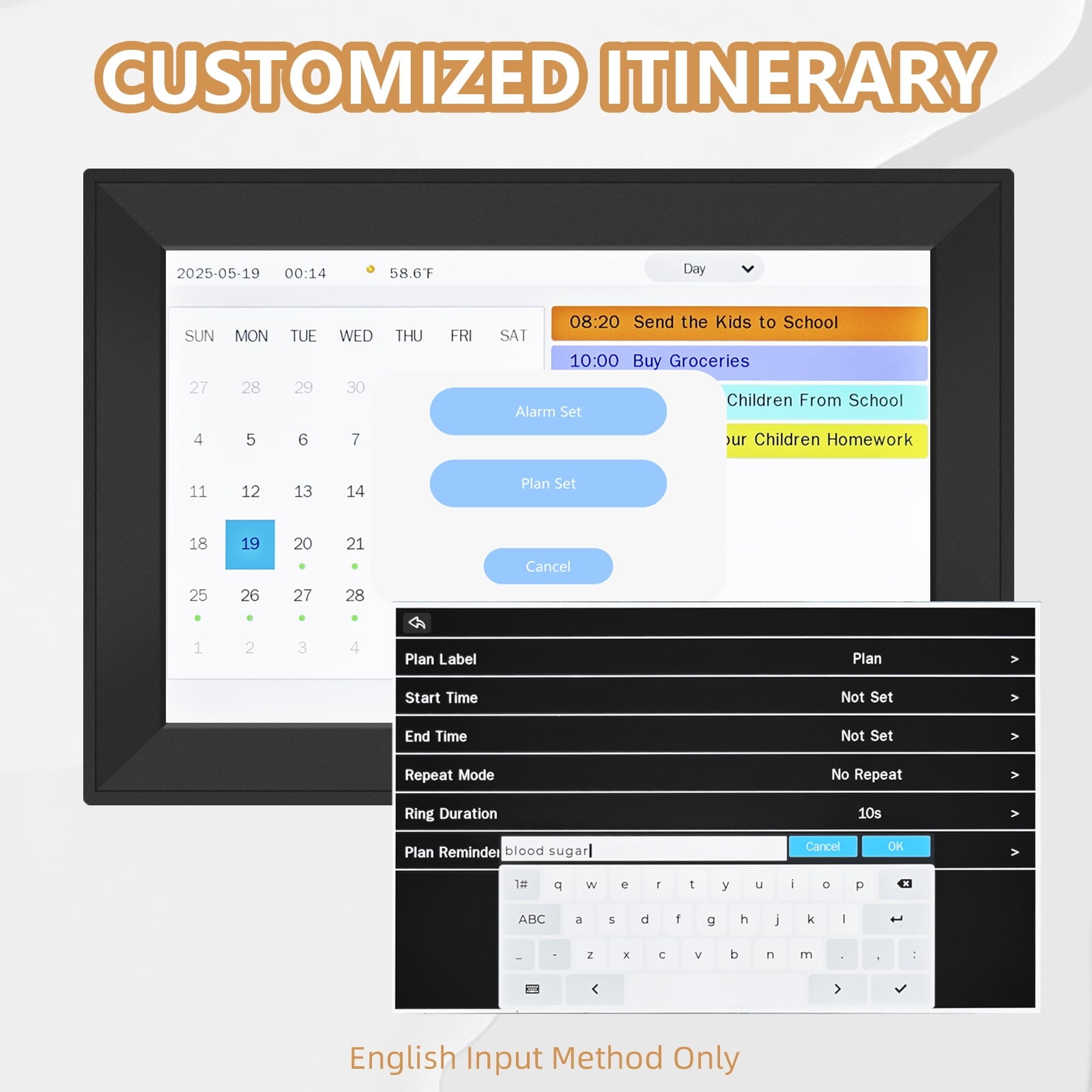 Jazeyeah WiFi 10.1" Touch Screen Smart Alarm Clock Auto-Sync Time & Date,7-Day Weather Forecast, 64 Custom Alarms, & Schedule Reminders (Black)