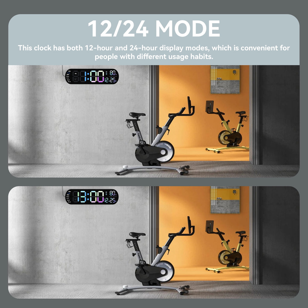 Sailstar 13.7’’ Large Digital Wall Clock with Dual Alarms and 10-Level Automatic Brightness Adjustment Remote Control to Easily Set The Wall Clocks, Colorful Wall LED Clock for Bedroom, Living Room