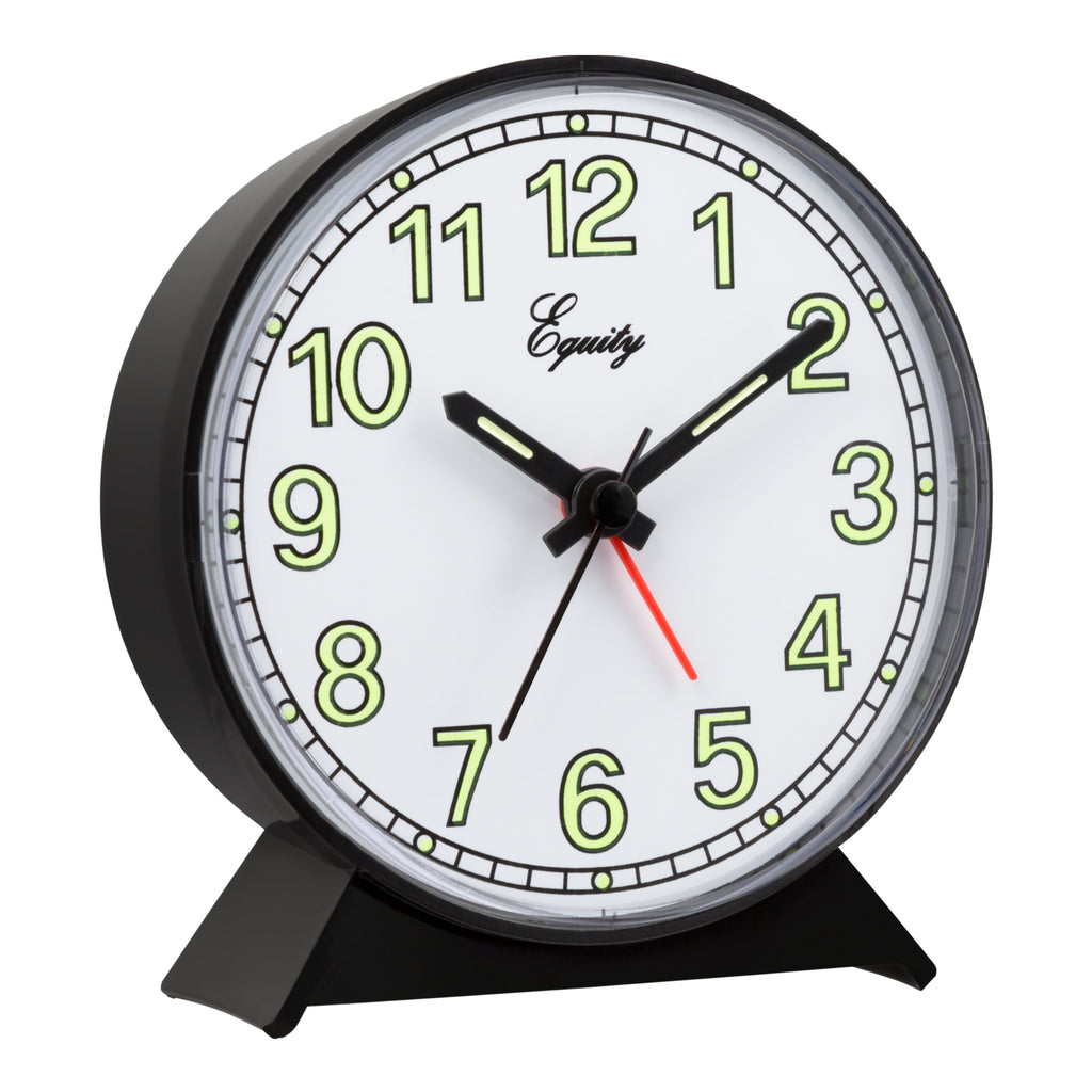Equity Battery-Operated Black Analog Quartz Alarm Clock, 14077