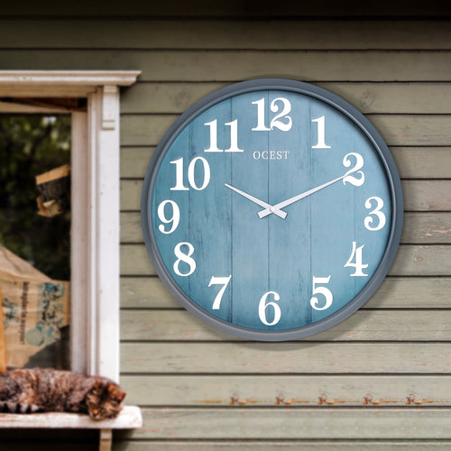 18 Inch Large Outdoor Clock Waterproof, Oversized Silent Wall Clock Battery Operated for Garden Pool Patio Living Room Office Decorative