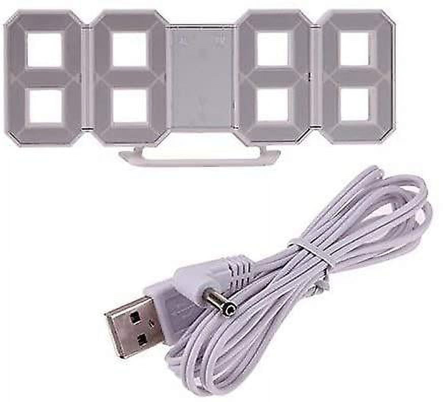 3d Led Wall Clock, Modern Digital Alarm Clock For Home, Kitchen, Office, Bedside Table, Wall Clock, 24 Or 12 Hours Display - Wtake