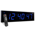 Ivation Large Digital Clock, 24" Led Wall Clock with Stopwatch, Alarms, Timer, Temp & Remote, Blue
