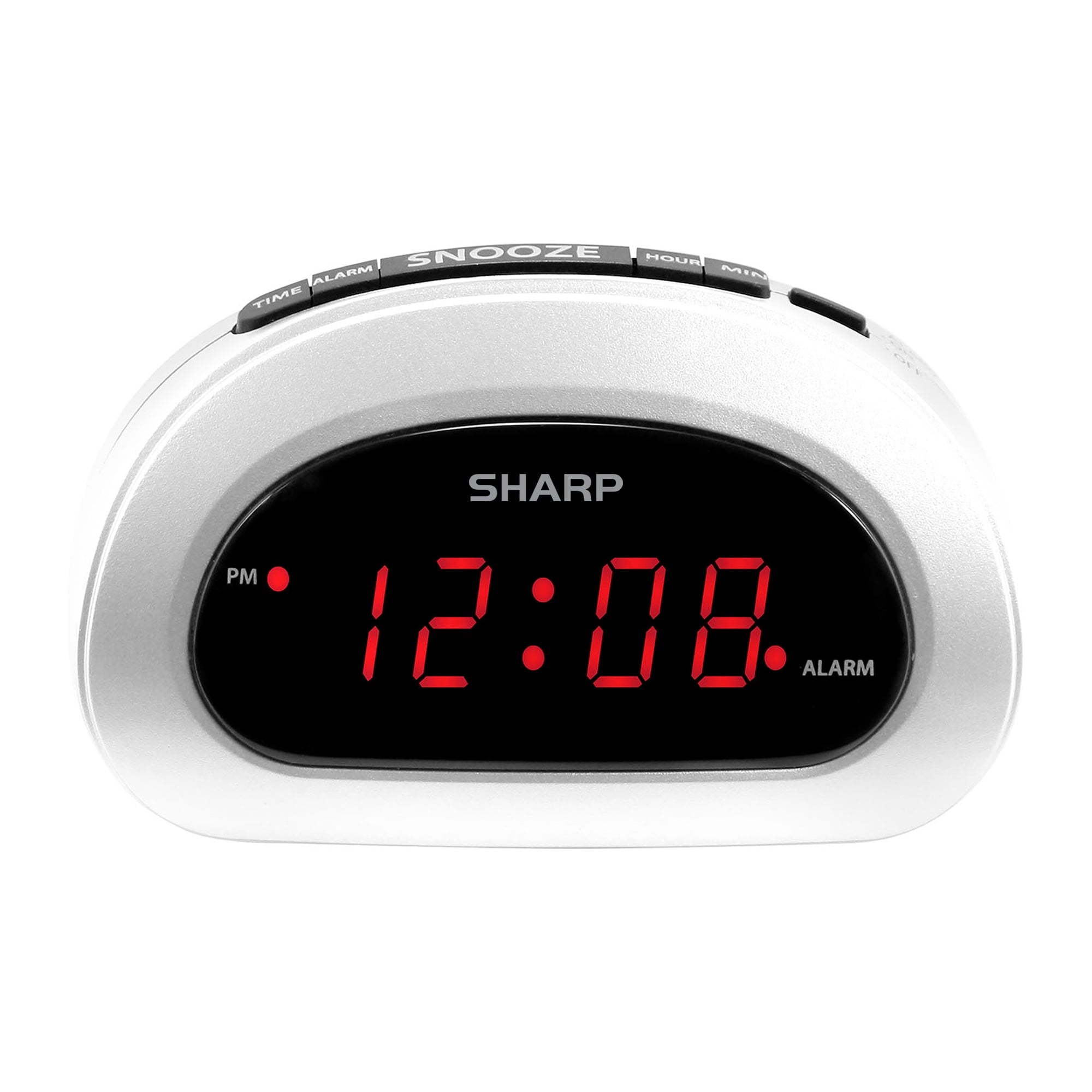 SHARP Digital Alarm Clock, Cosmic Silver, Easy to Set Controls, Red LED Display