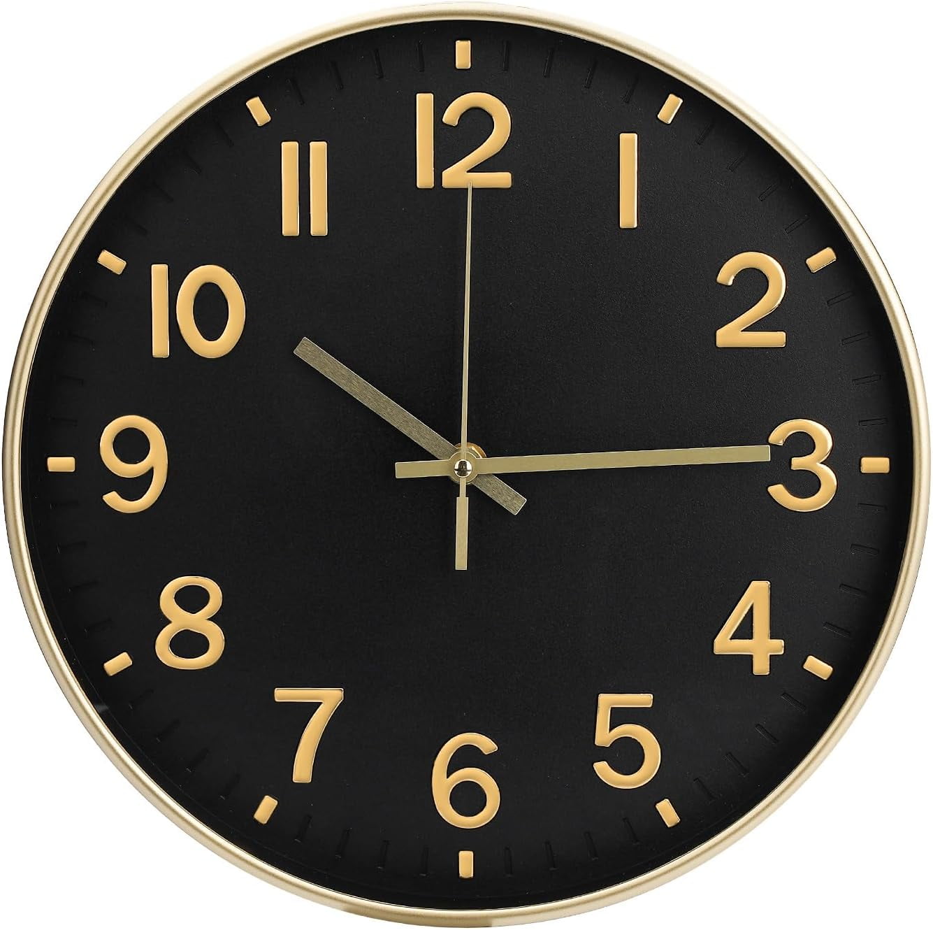 Sanmadrola Wall Clocks Battery Operated,12 inch Silent Non Ticking Modern Wall Clock for Living Room Bedroom Kitchen Office Classroom Decor Glass Front Olive Green with Gold Frame