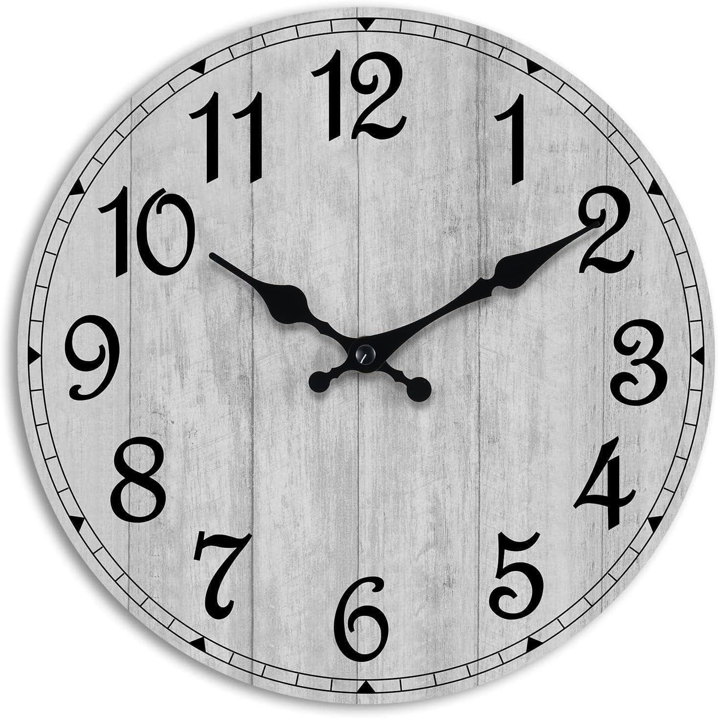12 Inch Wall Clock Silent Non Ticking, Preciser Modern Style Decor Clock for Home, Office, School, Kitchen, Bedroom, Living Room(White)