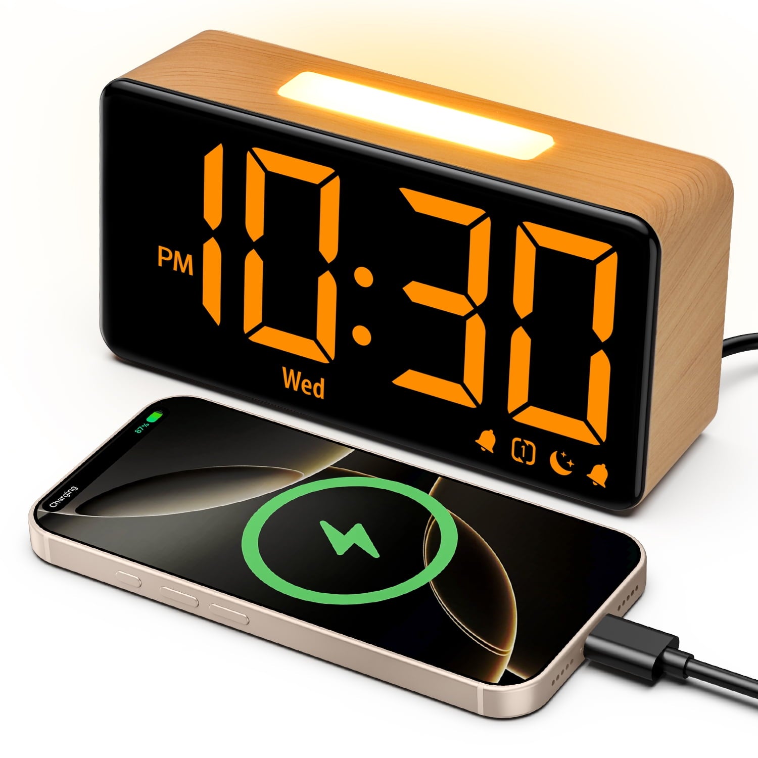Mpow Alarm Clock for Heavy Sleepers, Digital Alarm Clock for Bedroom, Adjustable Brightness, Customizable Alarms, Automatically Dim at Night, Progressive Volume, DST, Loud Alarm Clock for Kids Adults