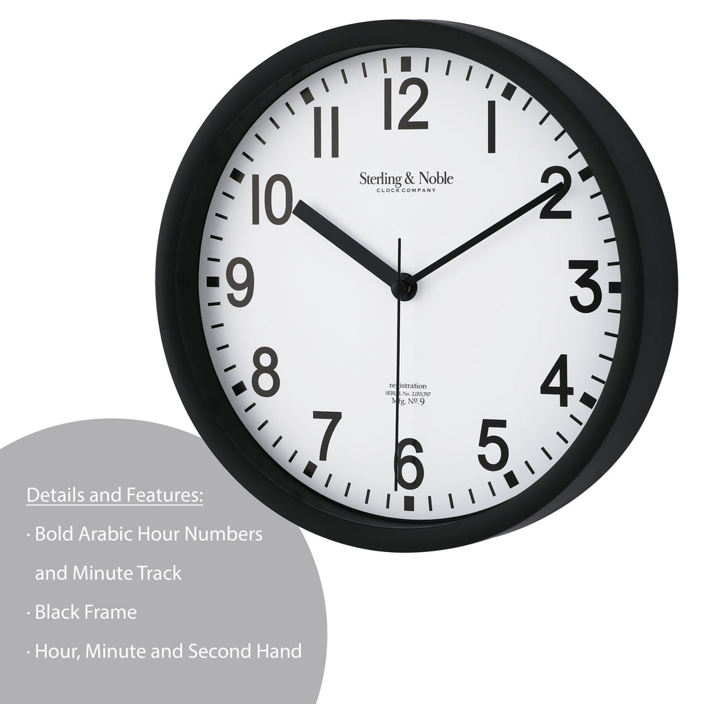 Mainstays Basic Indoor 8.78" Black Analog Round Modern Wall Clock