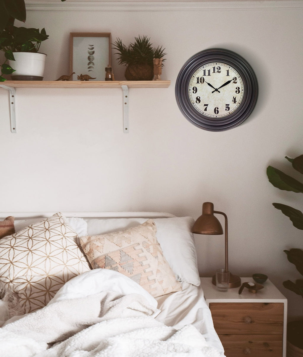 20 Inch Retro Wall Clock Silent,Accurate Time,Big Numbers,Quartz,Analog,Black