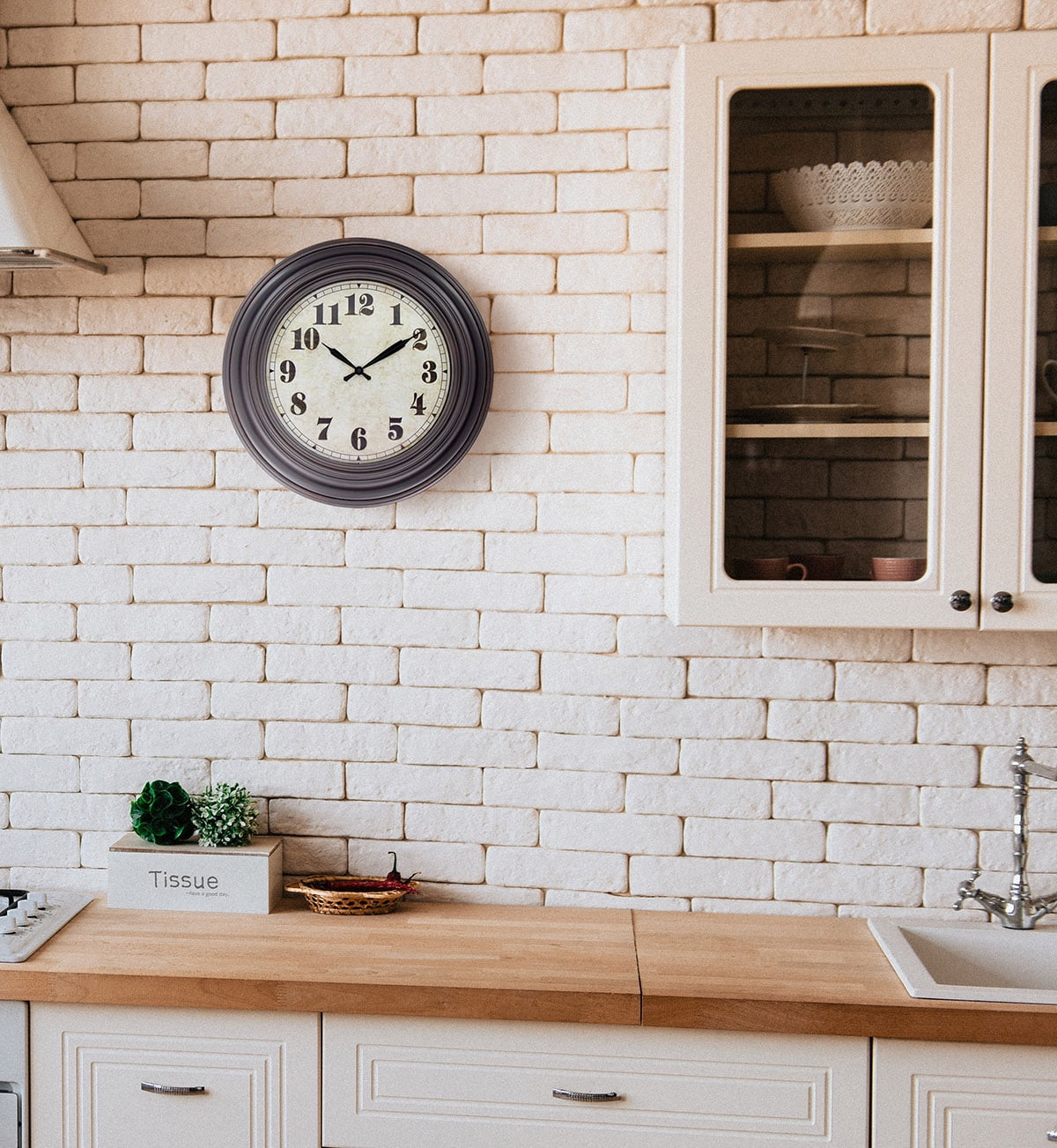 20 Inch Retro Wall Clock Silent,Accurate Time,Big Numbers,Quartz,Analog,Black