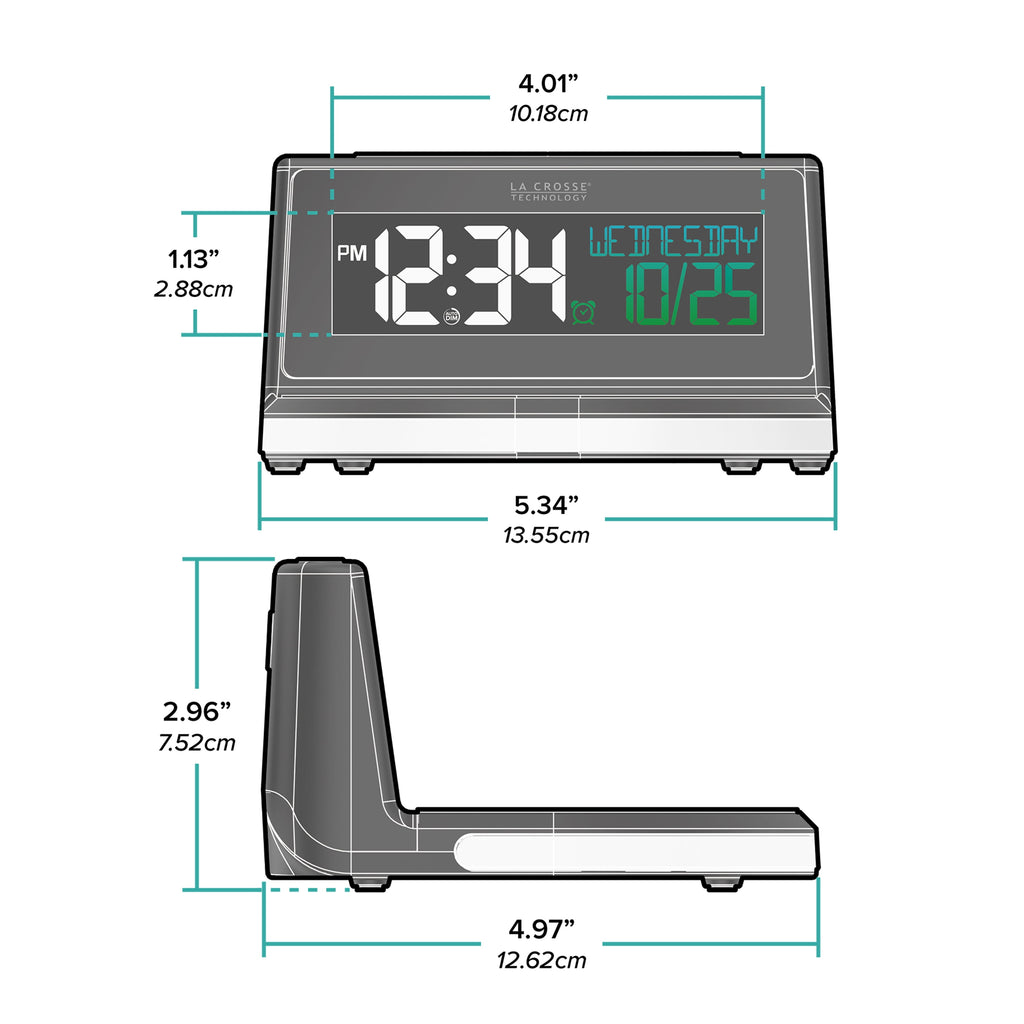 La Crosse Technology 617-148V2 Black Wireless Charging Alarm Clock with Glowing LED Base